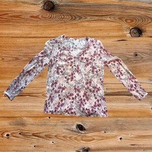 Liz Claiborne Petite Large Mauve Floral Blouse with Pink Camisole Set